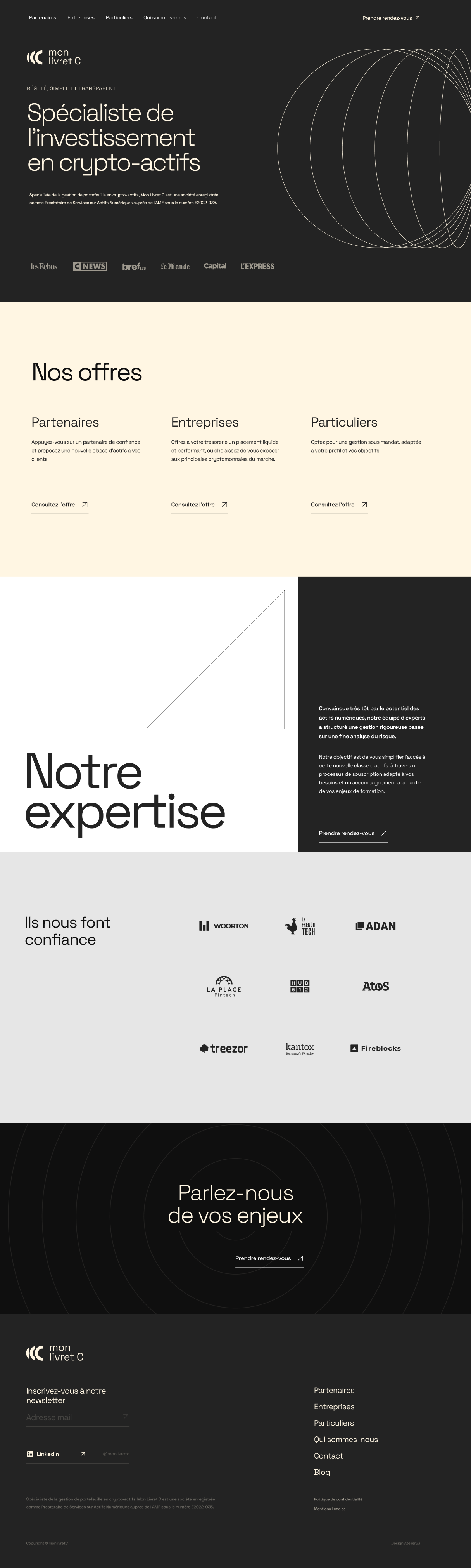 Mon livret C, design landing page